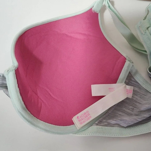 Victorias Secret PINK Wear Everywhere Push Up Bra Size 32DD Green Front Closure - Picture 6 of 11